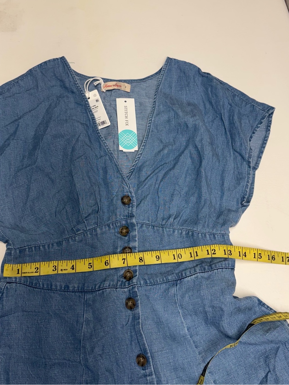 Marine Layer Light Blue Button-Front V-Neck Mini Dress Sz S NWT - Picture 10 of 14